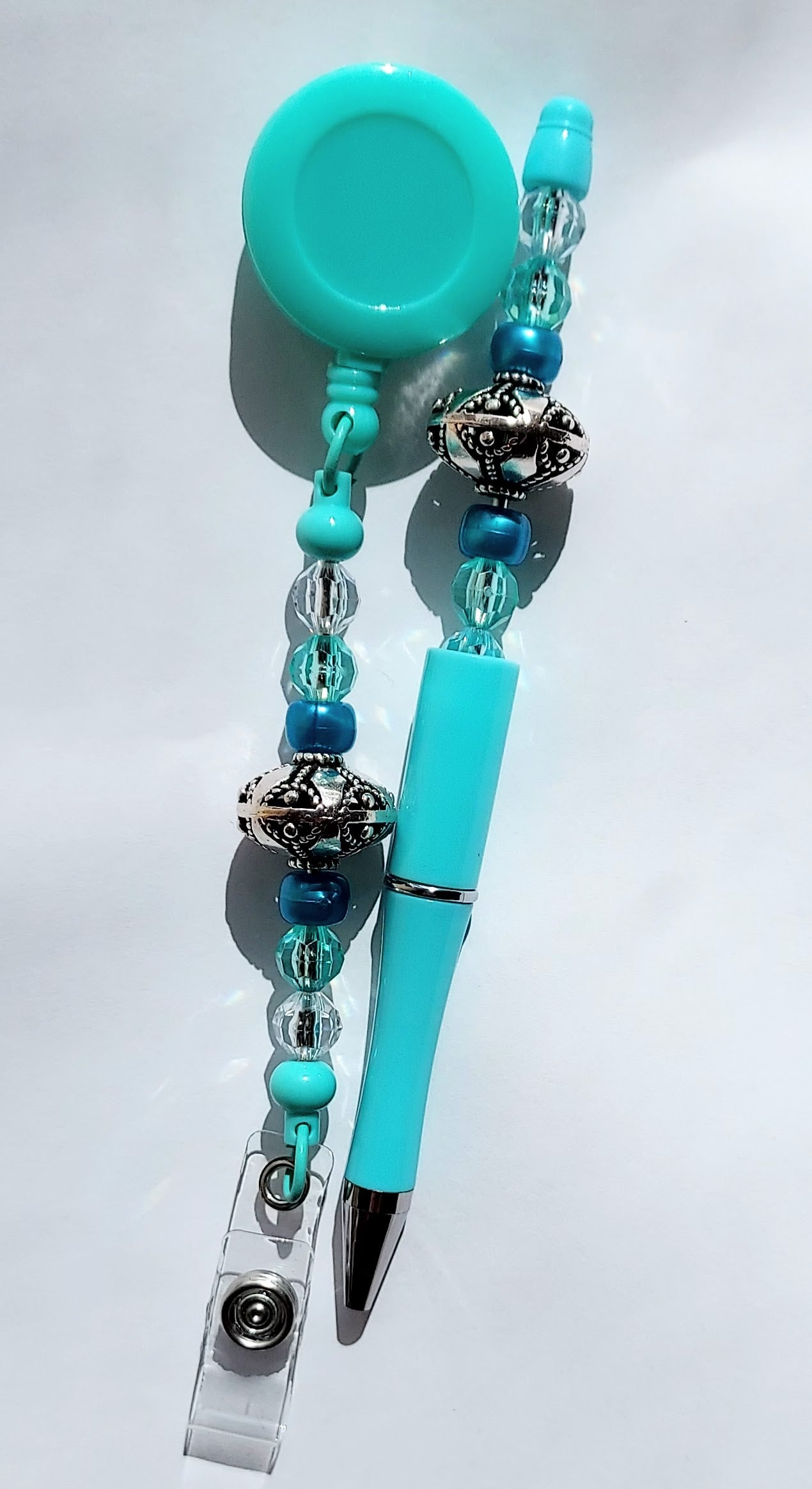 The Aqua Ultimate 3-in-1 Beaded Pen, Badge Reel & Fidget Set
