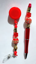 The Red Ultimate 3-in-1 Beaded Pen, Badge Reel & Fidget Set (Copy)