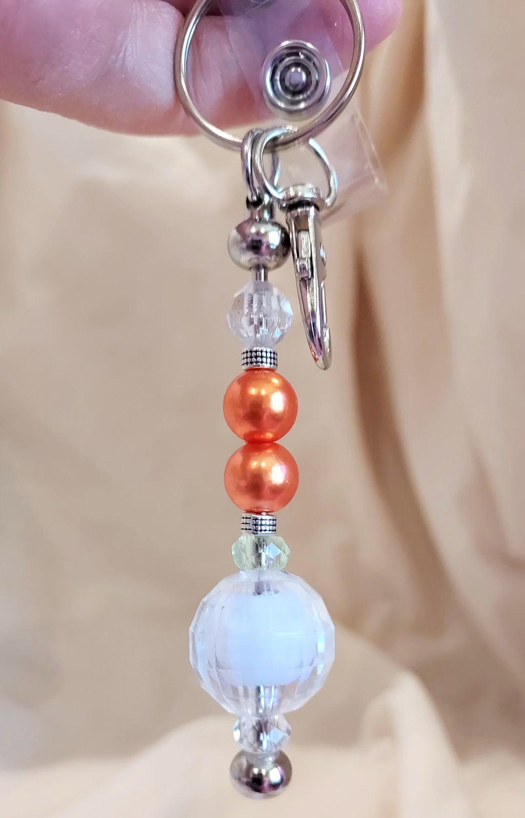 Unique Starfish Beach Retractable Badge Reel with Hand Beaded Keychain – 3-in-1 Fidget Accessory (2)