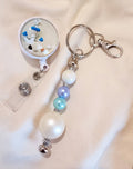 Unique Anchor Beach Themed Badge Reel with Beaded Keychain Fidget – 3-in-1