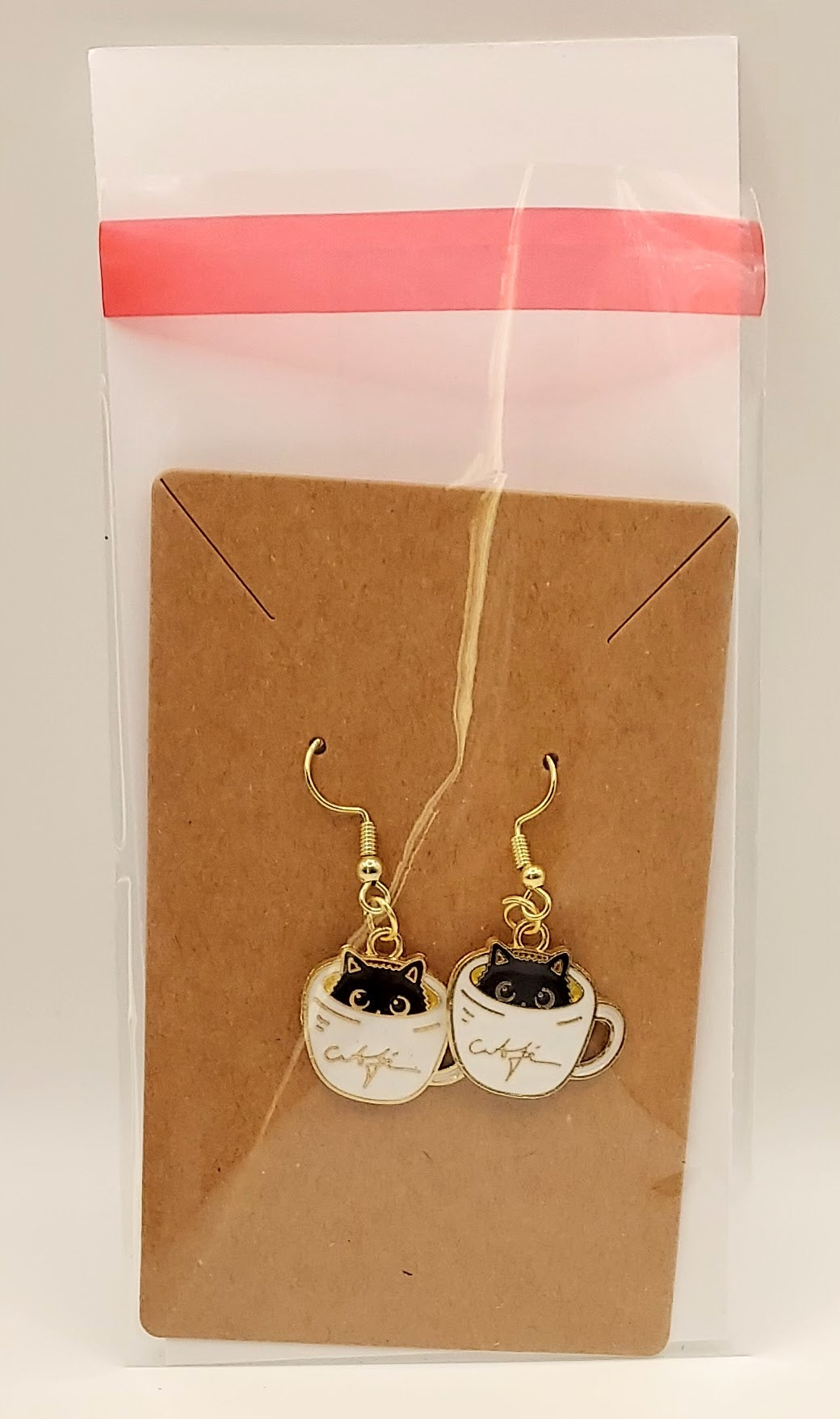 Whimsical Cat & Coffee Cup Earrings –  Artisan Jewelry